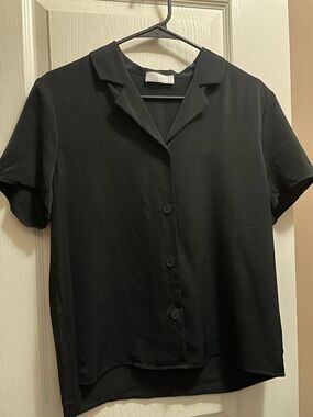 OAK + FORT Black Short-Sleeve Button Down Shirt